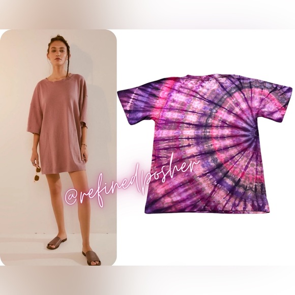 Free People Beach Essential Extreme Tee Mini size XS NEW Rosewood Tie Dye - Picture 2 of 7